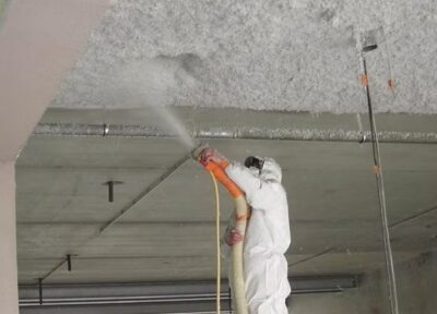 Flocage thermique et protection incendie structures béton et métalliques, gaines tôle